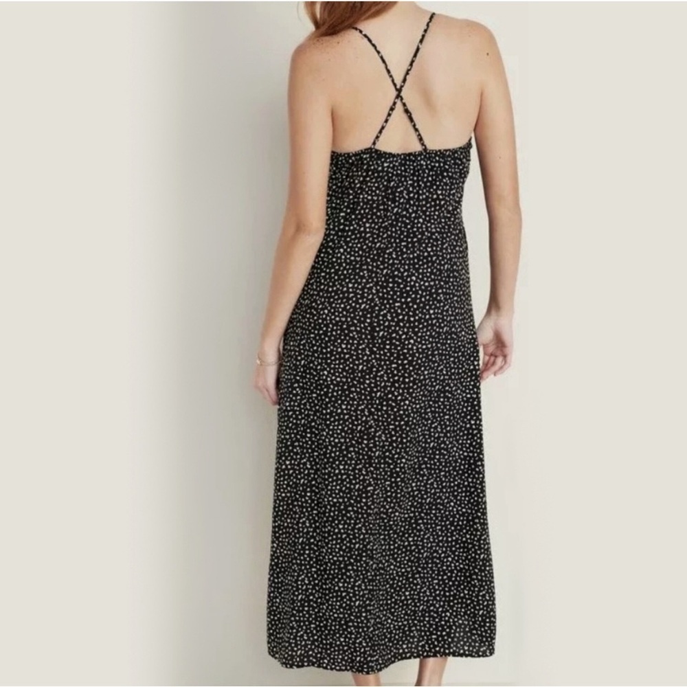 Old Navy Blue & Orange Geometric Print Criss Cross Spaghetti Strap Maxi Dress XS - Picture 2 of 7